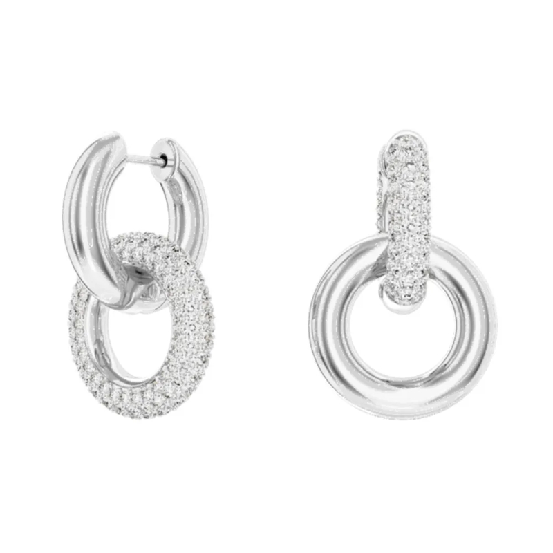 Swarovski Creolen Dextera hoop earrings, Asymmetrical design, Interl White