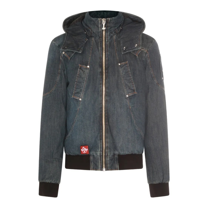 Moose Knuckles Spijkerjasje Dark Denim Jacket With Hood Grey