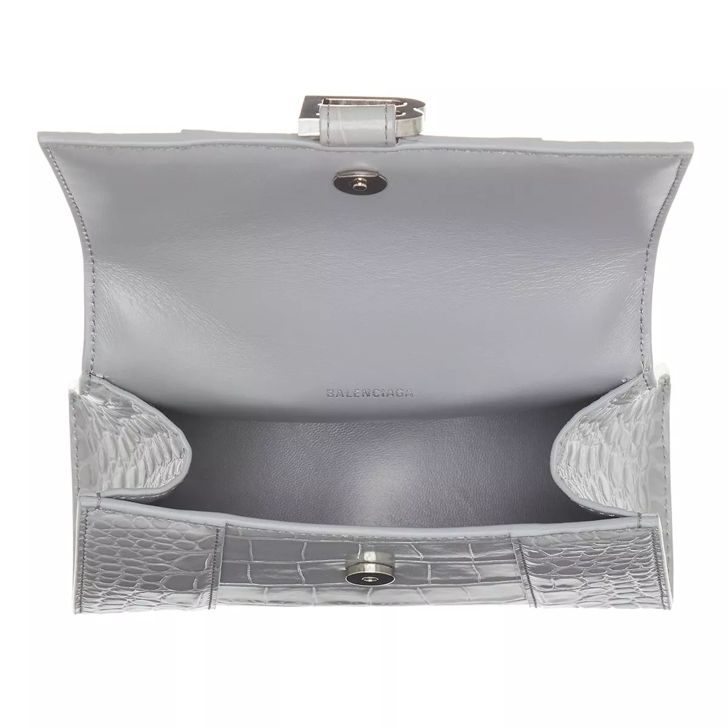 Balenciaga Xs Hourglass Top Handle Bag In Silver