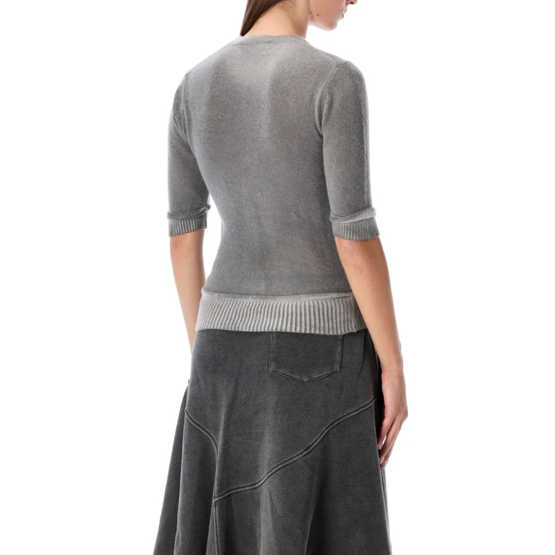 Our Legacy Blouse Dual Grey Spray-Dye Wool Knit Top Grey