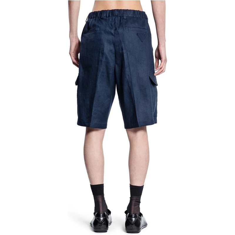 Prada Stoffshorts Prada Linen Bermuda blau(Image 3)