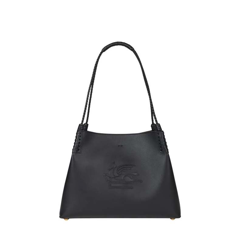 Etro Draagtas Black Leather Small Libra Tote Black