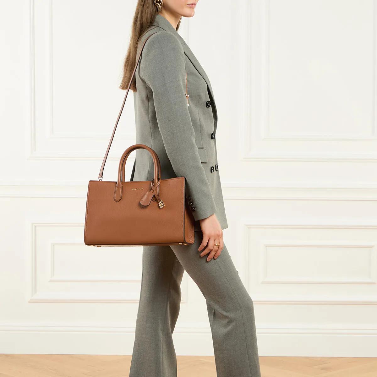 Michael Kors Handtas van gekorreld leer met metalen hangslot Brown Dames