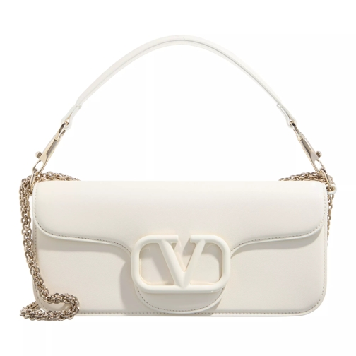Valentino Garavani V-Logo Satchel Bag Ivory Axelremsväska
