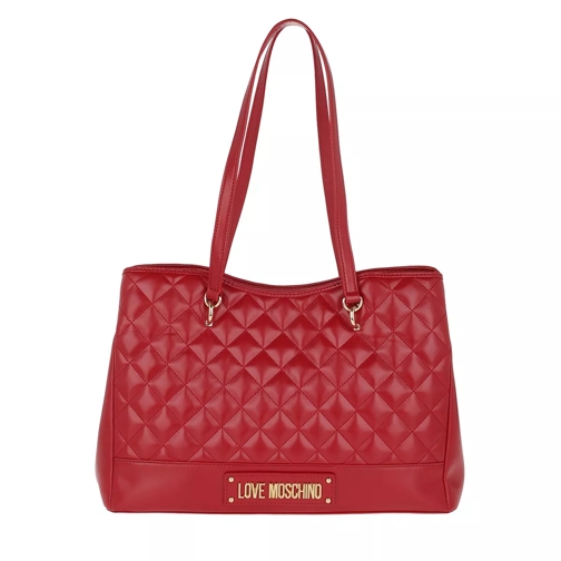 Love Moschino Logo Quilted Shoulder Bag Rosso Tote