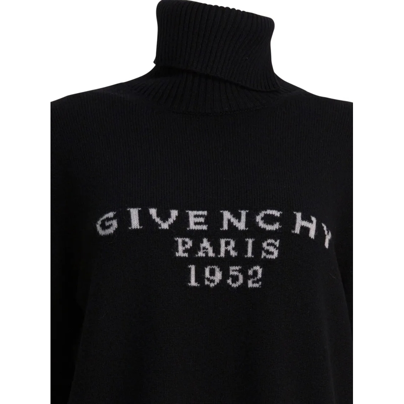 Givenchy Pullover Paris 1952" Turtleneck Sweater Black(Image 4)