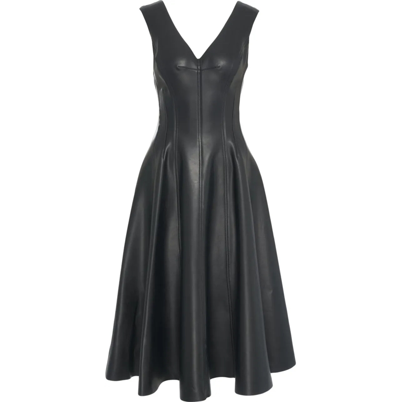 Norma Kamali Robe midi Faux leather midi dress schwarz