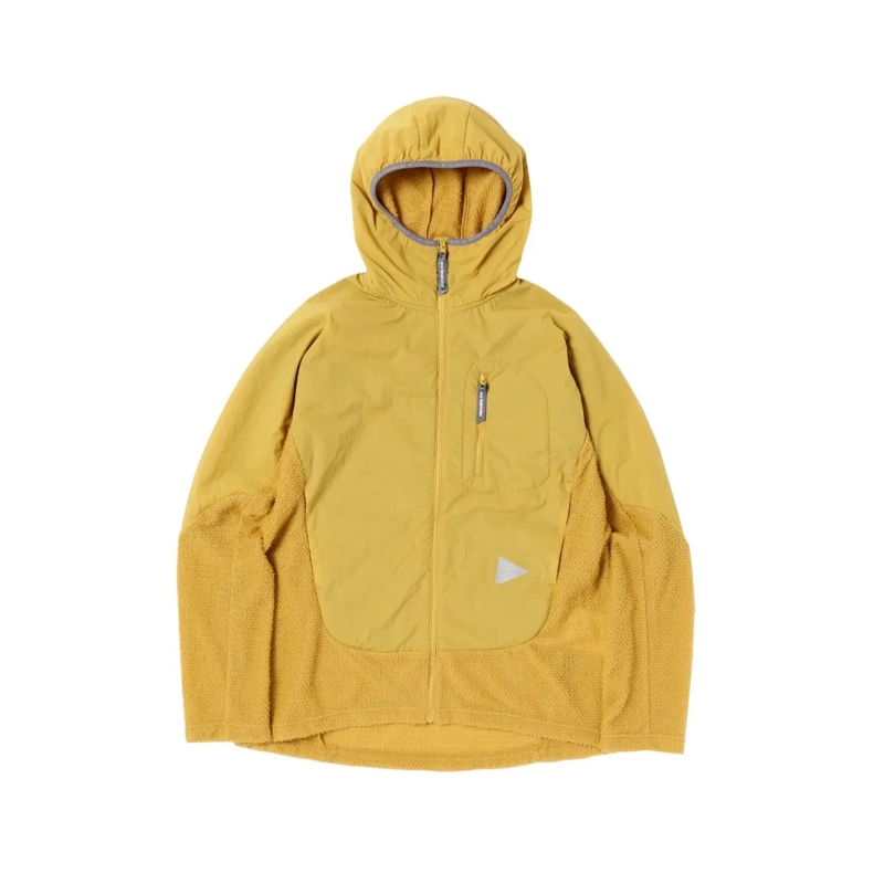 And Wander  Yellow Hooded Jacket With Textured Fleece Yellow