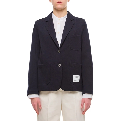 Thom Browne Blazer Cropped Sack Wool Jacket Blue