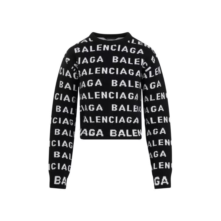 Balenciaga - Black White Wool Pullover - Größe S - black