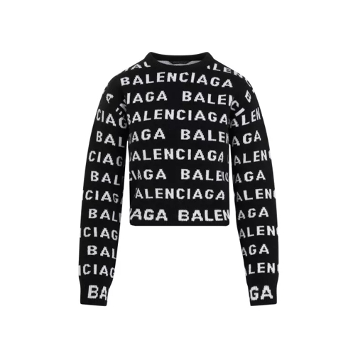 Balenciaga Black White Wool Pullover Black 