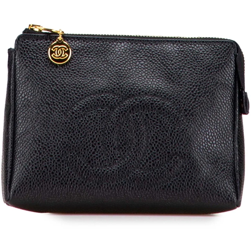 Chanel Nécessaire CC Caviar Cosmetic Pouch schwarz