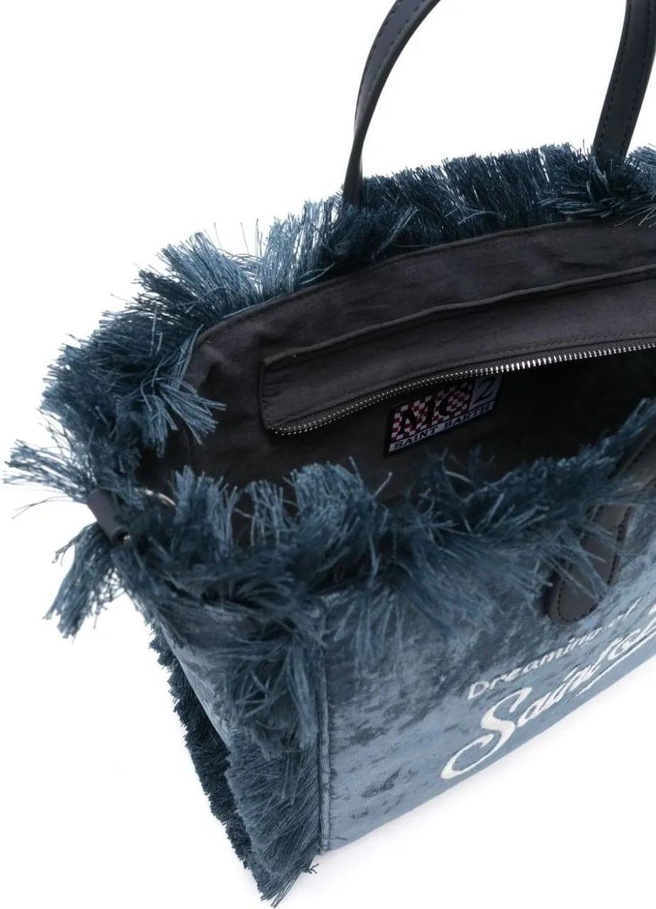 MC2 Saint Barth Colette Fringe tas met geborduurd logo Blue Dames