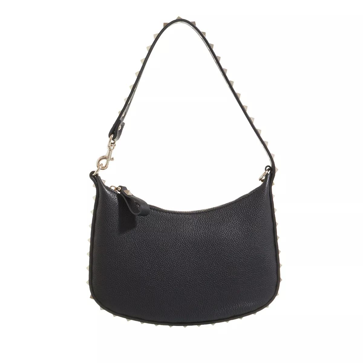 ショルダーバッグ・ポシェット VALENTINO Black nappa leather small Go-Hobo shoulder bag Vlogo Moon Mini Hobo Bag In Nappa Leather With Chain for