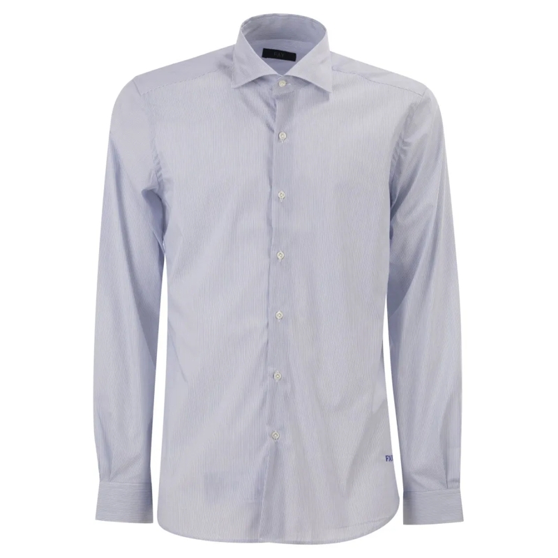 Fay Hemd Regular Fit Shirt In Striped Stretch Jersey White