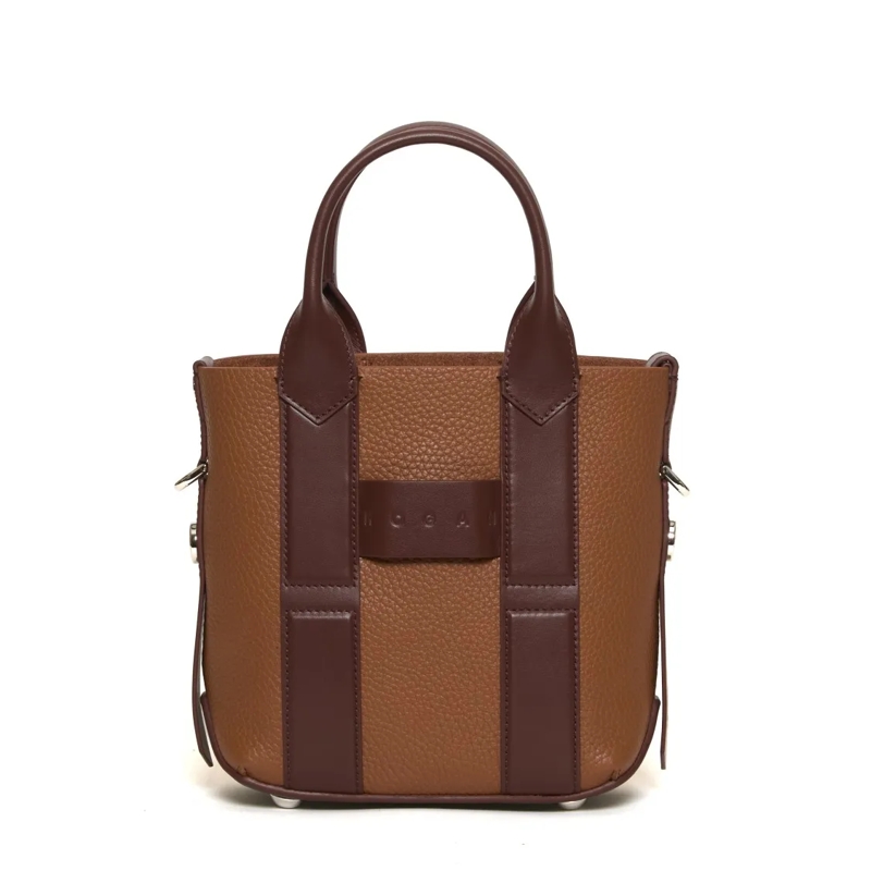Hogan Fourre-tout Textured Leather Shopping Bag With Adjustable Stra Brown