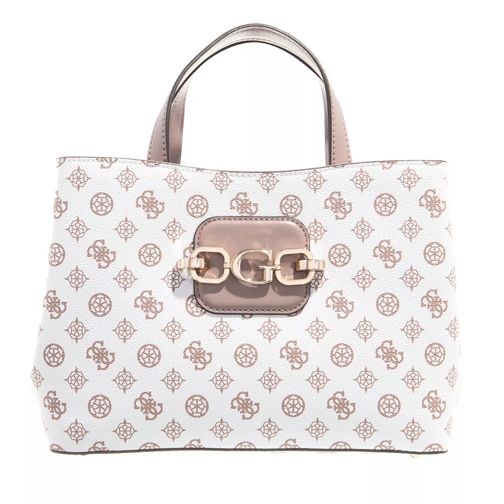 Guess Hensely G Logo Girlfriend Satchel Bag Rosewood Multi Rymlig shoppingväska