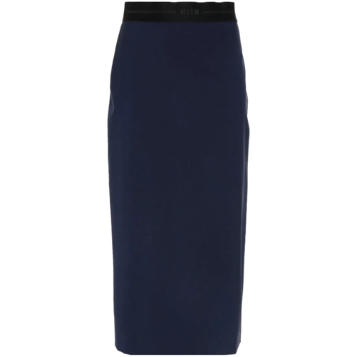 MSGM Bleistiftröcke Navy Blue Classic Long Skirt Blue