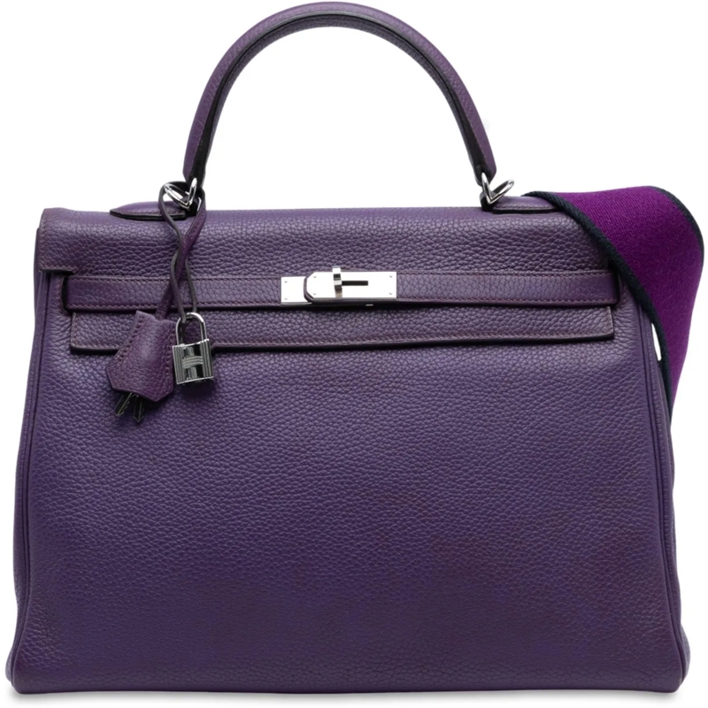 Hermès Sac à bandoulière Togo Kelly II Retourne 35 lila