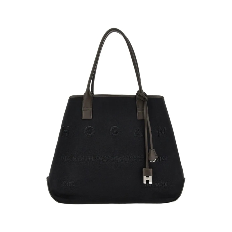 Hogan Schultertasche Trapezoidal Shopper Bag With Leather Accents Black