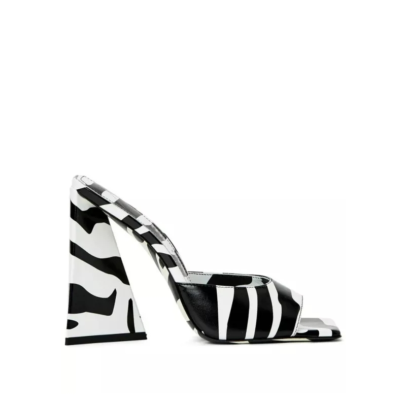 The Attico Mules Devon Zebra Print 115Mm Mules Black
