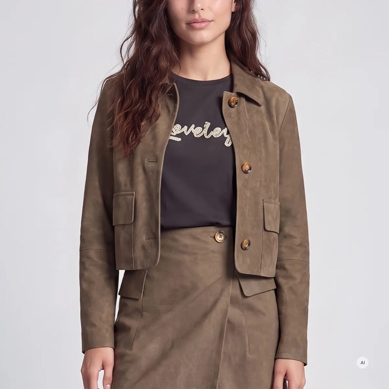 Marc Aurel Hemdjacke Jacke- aufgesteppte Tasche mit Patten- cropped beige(Image 3)