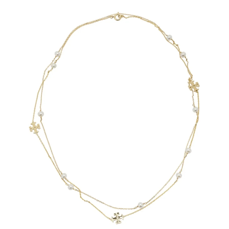 Tory Burch Mittellange Halskette Double-Layered Gold Necklace With Cultured Pearls Not Applicable