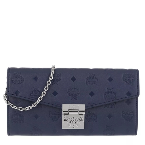 MCM Fold Large Wallet Navy Blue Wallet On A Chain