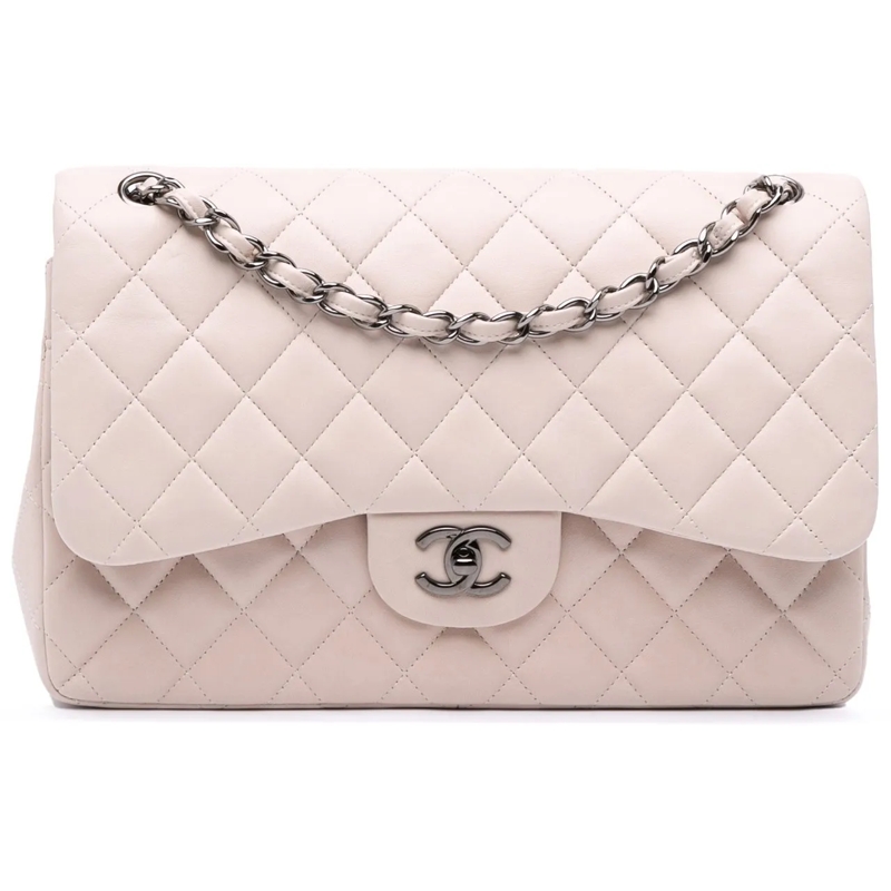 Chanel Schultertasche Jumbo Classic Lambskin Double Flap weiß