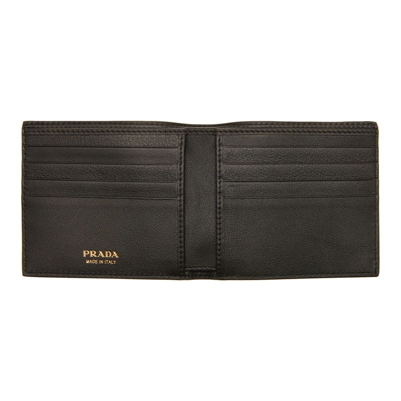 Prada Bi-Fold-Portemonnaie Geldbörse Leder Softgrain schwarz(Image 5)