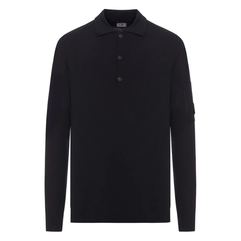 CP Company Polo shirt Tailored Black Polo Sweater In Extrafine Merino Wo Black