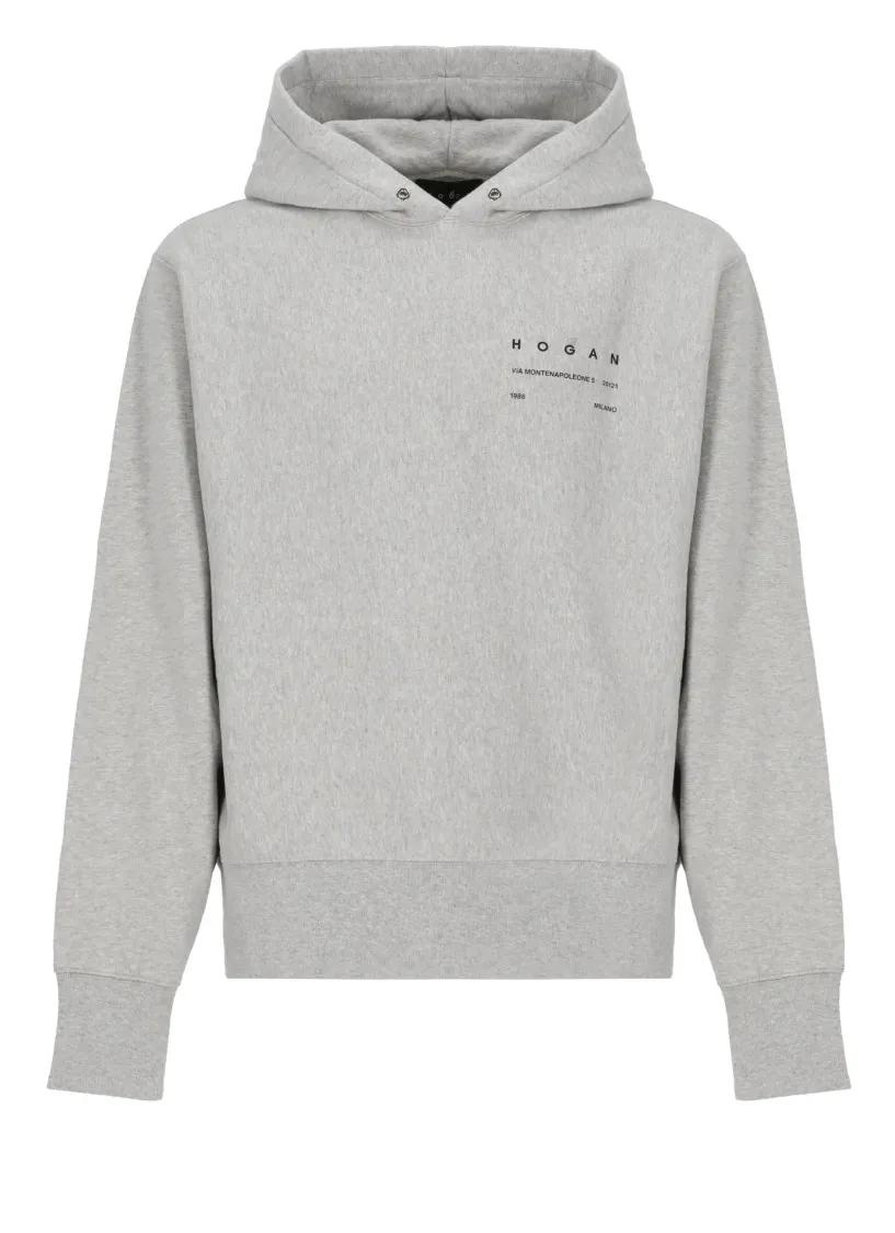 Hogan - Grey Hoodie With Print - Größe L - grau