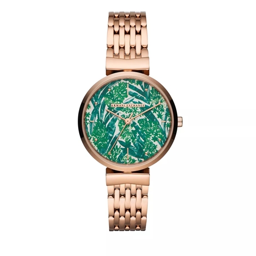 Armani Exchange Three-Hand Stainless Steel Watch Rosegold Quartz Horloge