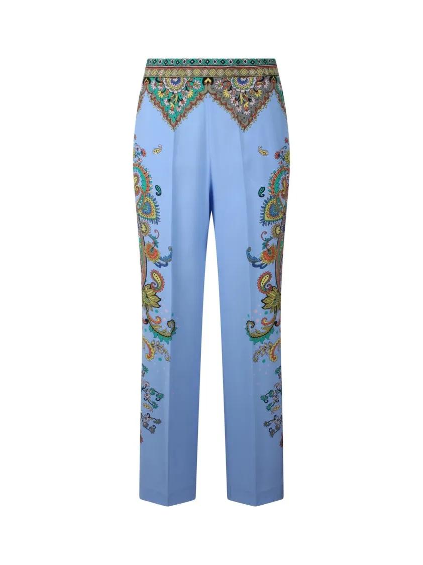 Thumbnail - Etro - Paisley Palazzo Trousers - Größe 38 - blau