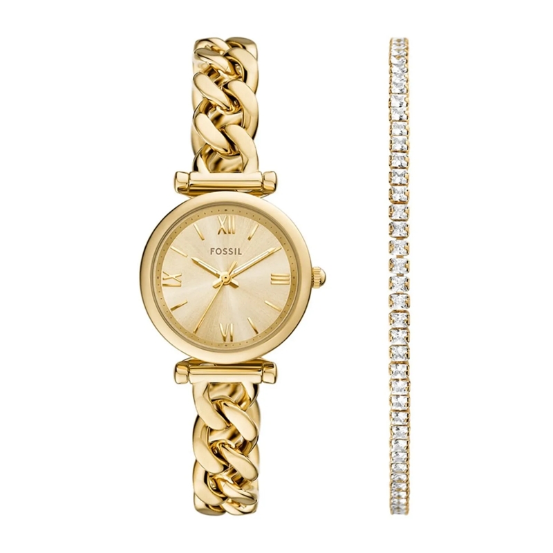 Fossil Quarzuhr Carlie Geschenkset Gold
