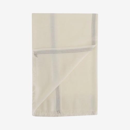 Faliero Sarti Écharpe légère Rectangular Ivory Scarf With Metal Thread Trimming Neutrals (Image 3)