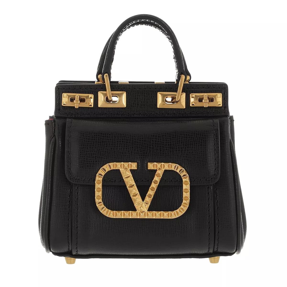 Valentino Garavani Black Rockstud Alcove Top Handle Bag