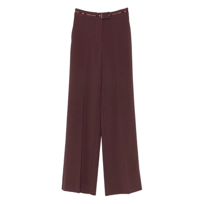 Elisabetta Franchi  High-Waisted Tailored Trousers With Subtle Logo De Burgundy