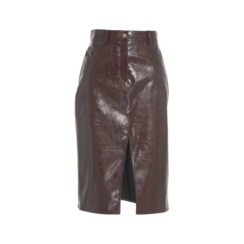 LIU JO Leren rok Faux Leather Midi Skirt Brown