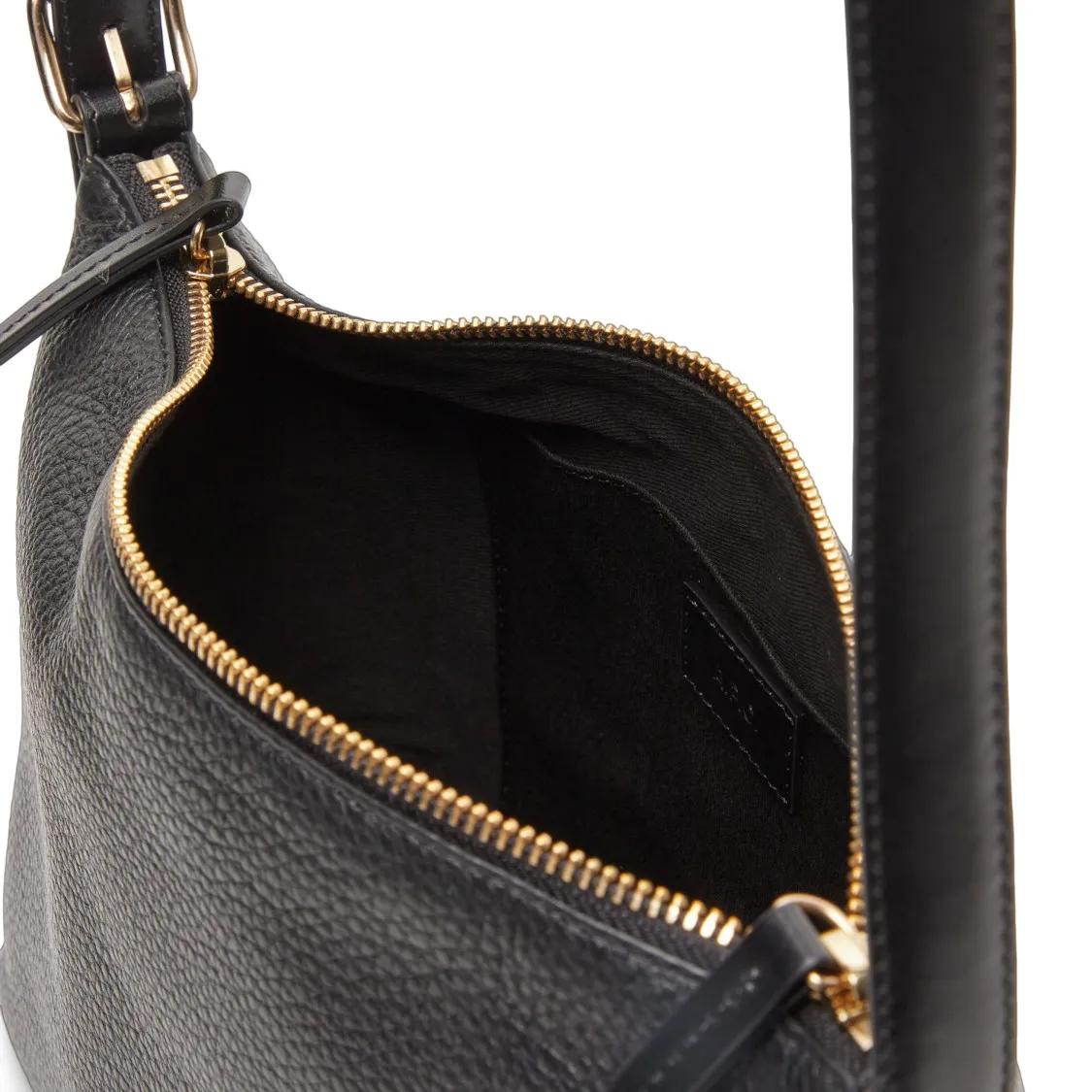 A.P.C. Hobo bags Shoulder Bag With Textured Calf Leather in zwart