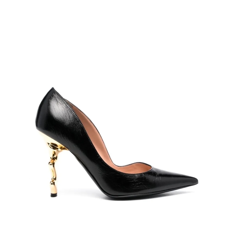 Moschino Pumps Pointed Toe Leather Pumps Black