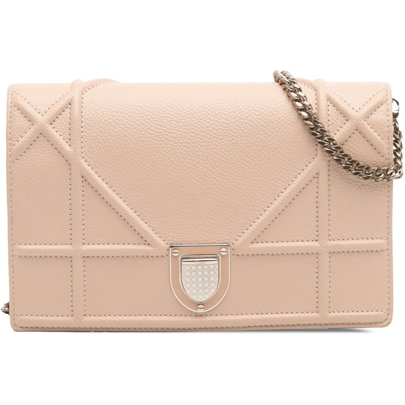 Christian Dior Schultertasche Grained Calfskin Diorama Wallet on Chain braun