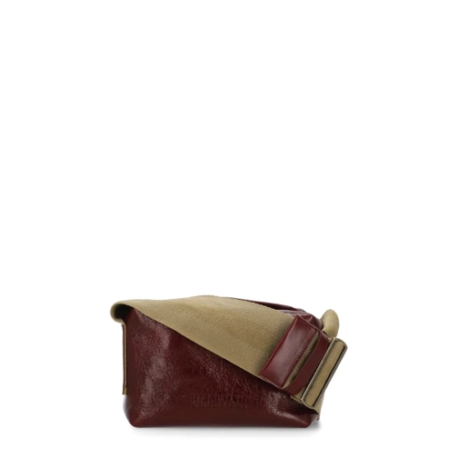 Uma Wang Red Leather Shoulder Bag Burgundy Schultertasche