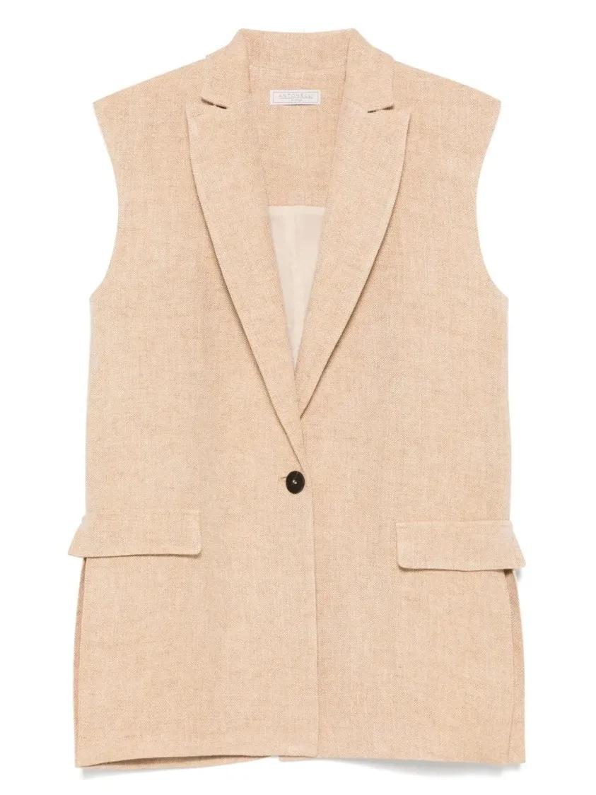 Thumbnail - Antonelli - Sand Beige Frida Gilet - Größe 42 - beige