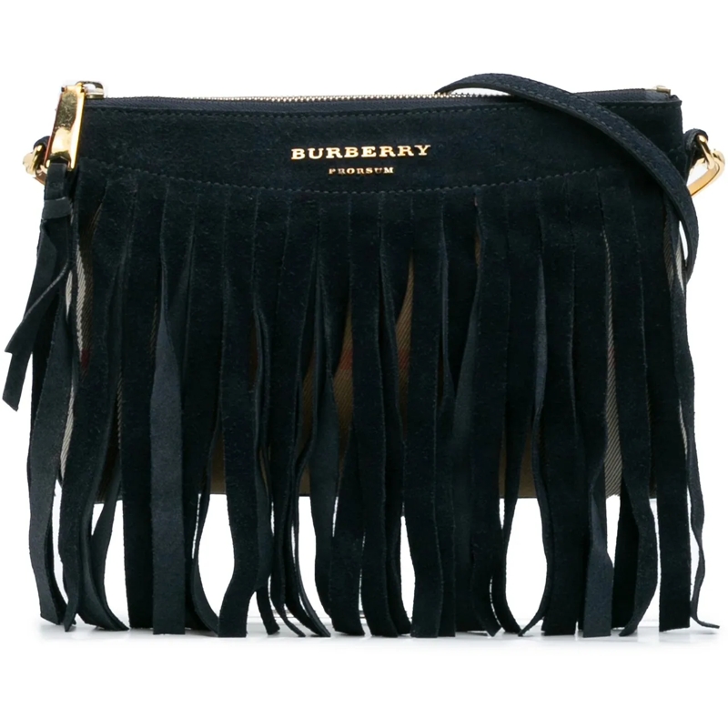Burberry Schultertasche Suede Peyton Fringe Crossbody schwarz