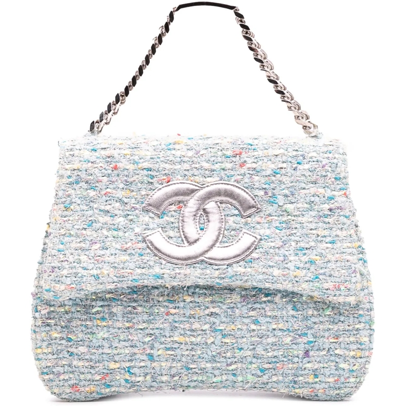 Chanel Tote CC Confetti Tweed Flap blau