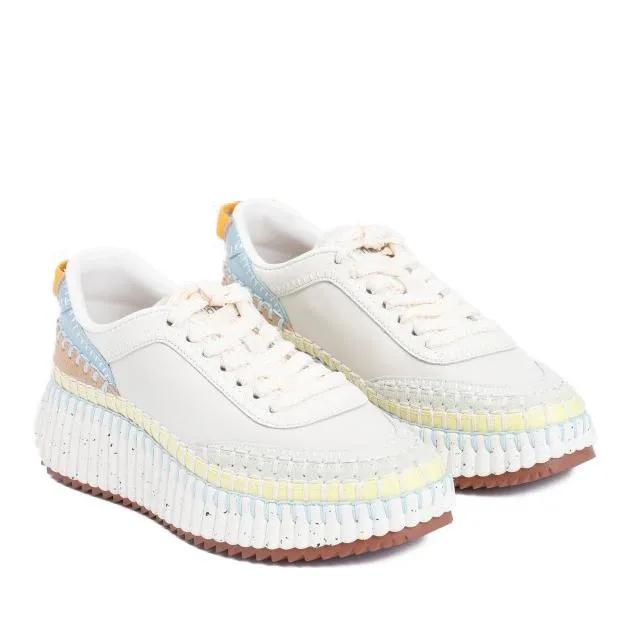 Chloé Low-Top Sneaker - Cloudy Sky Calf Leather Nama Sneakers - Gr. 36 (EU) - in Bunt - für Damen