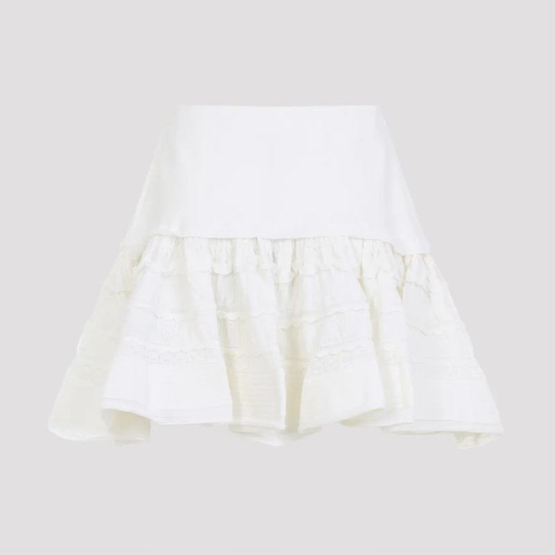 Alaia Minirock Tailored Mini Skirt With Ruffled Hem White