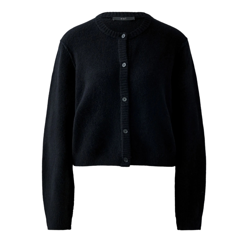 Oui Strickjacke Strickjacke ILAYA schwarz