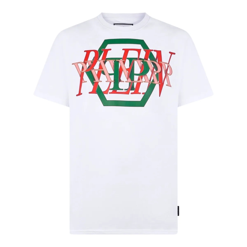 Philipp Plein T-Shirt Round Neck T-Shirt Logo Hexagon weiss